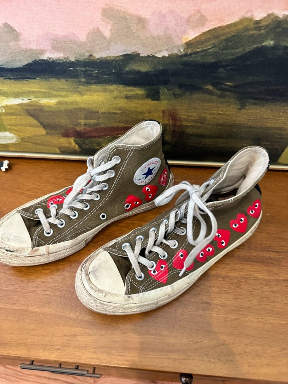 Converse x Comme Des Garçons Play Chuck 70 Hi "Multi Hearts Green" sneakers, 9 - Picture 4 of 11
